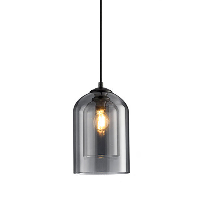 LÁMPARA COLGANTE CAMPANA DUAL DE VIDRIO MONTANA BLACK / SIN FOCO