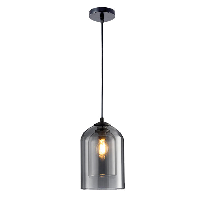 LÁMPARA COLGANTE CAMPANA DUAL DE VIDRIO MONTANA BLACK / SIN FOCO