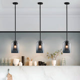 LÁMPARA COLGANTE CAMPANA DUAL DE VIDRIO MONTANA BLACK / SIN FOCO
