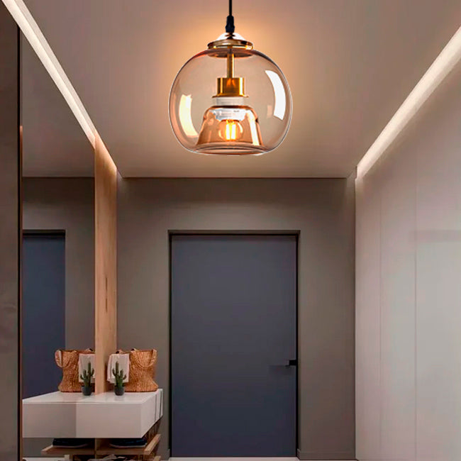 LÁMPARA COLGANTE BUBBLE DE VIDRIO JERSEY AMBAR / SIN FOCO