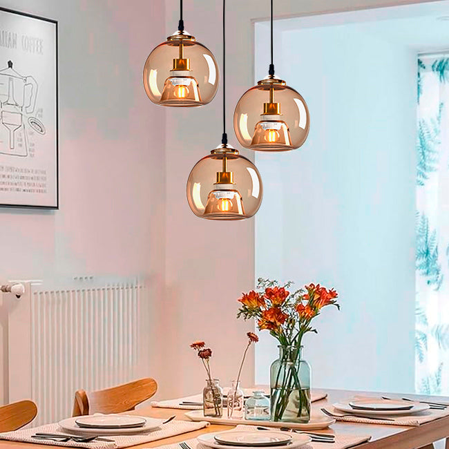 LÁMPARA COLGANTE BUBBLE DE VIDRIO JERSEY AMBAR / SIN FOCO