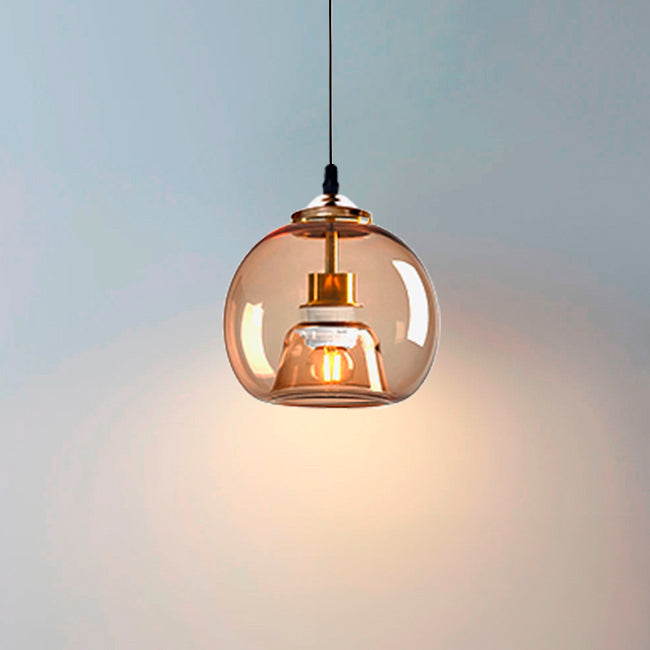 LÁMPARA COLGANTE BUBBLE DE VIDRIO JERSEY AMBAR / SIN FOCO