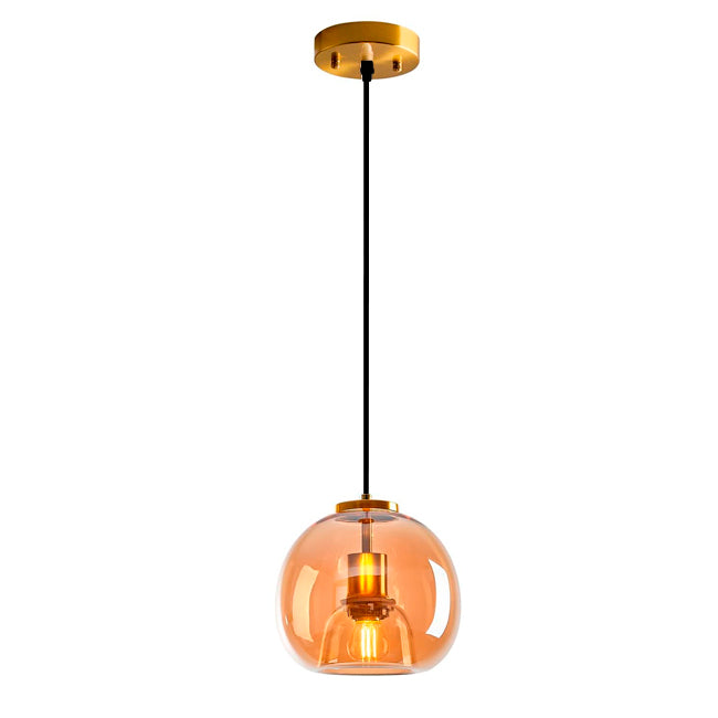 LÁMPARA COLGANTE BUBBLE DE VIDRIO JERSEY AMBAR / SIN FOCO