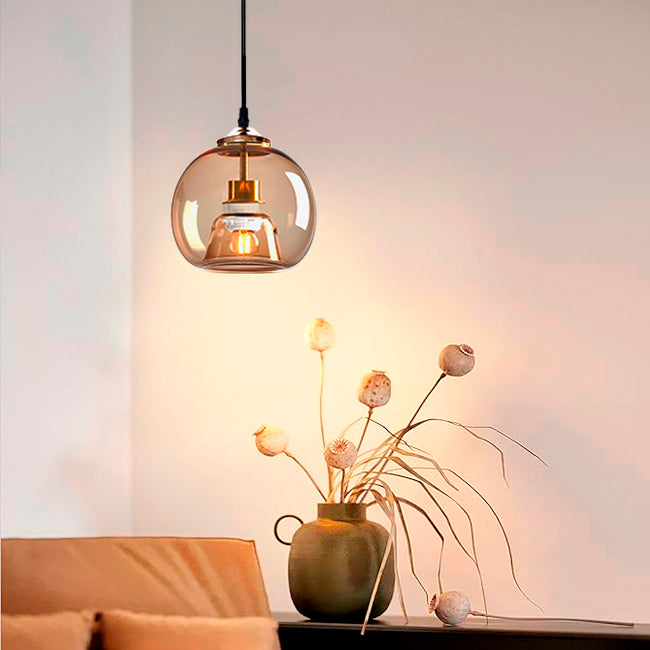 LÁMPARA COLGANTE BUBBLE DE VIDRIO JERSEY AMBAR / SIN FOCO