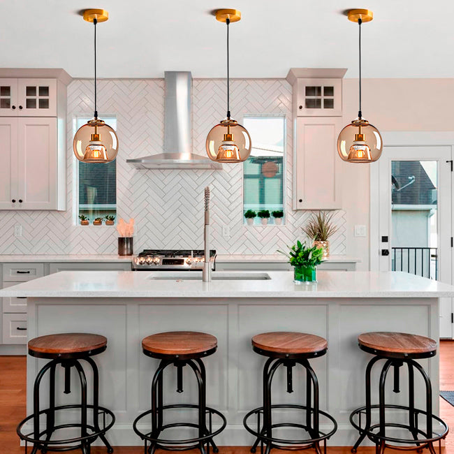 LÁMPARA COLGANTE BUBBLE DE VIDRIO JERSEY AMBAR / SIN FOCO