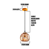 LÁMPARA COLGANTE BUBBLE DE VIDRIO JERSEY AMBAR / SIN FOCO