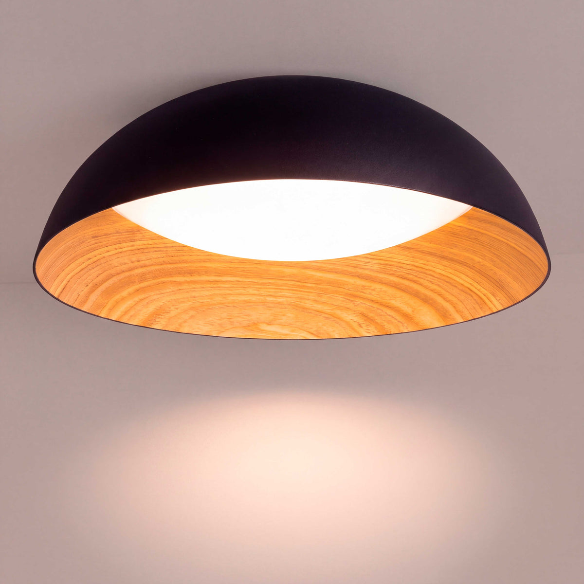 LÁMPARA DE TECHO LED TECA BLACK WOOD + CONTROL REMOTO