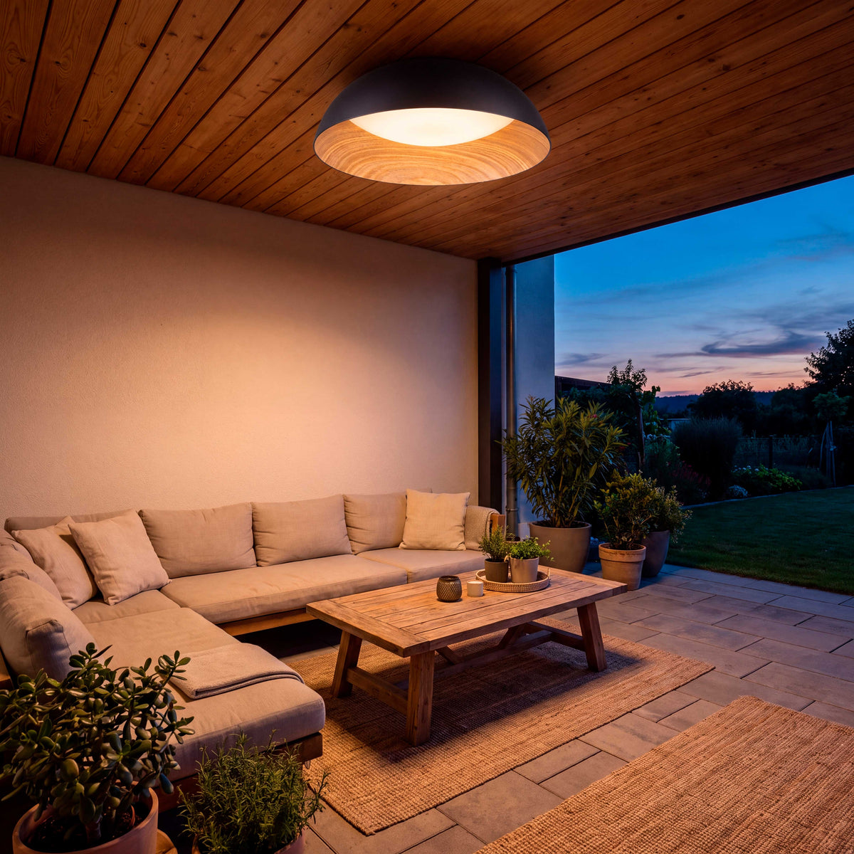 LÁMPARA DE TECHO LED TECA BLACK WOOD + CONTROL REMOTO
