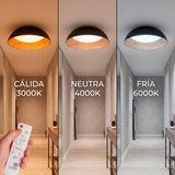 LÁMPARA DE TECHO LED TECA BLACK WOOD + CONTROL REMOTO