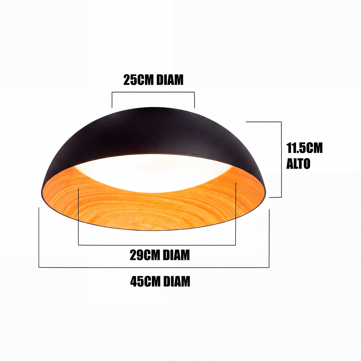 LÁMPARA DE TECHO LED TECA BLACK WOOD + CONTROL REMOTO