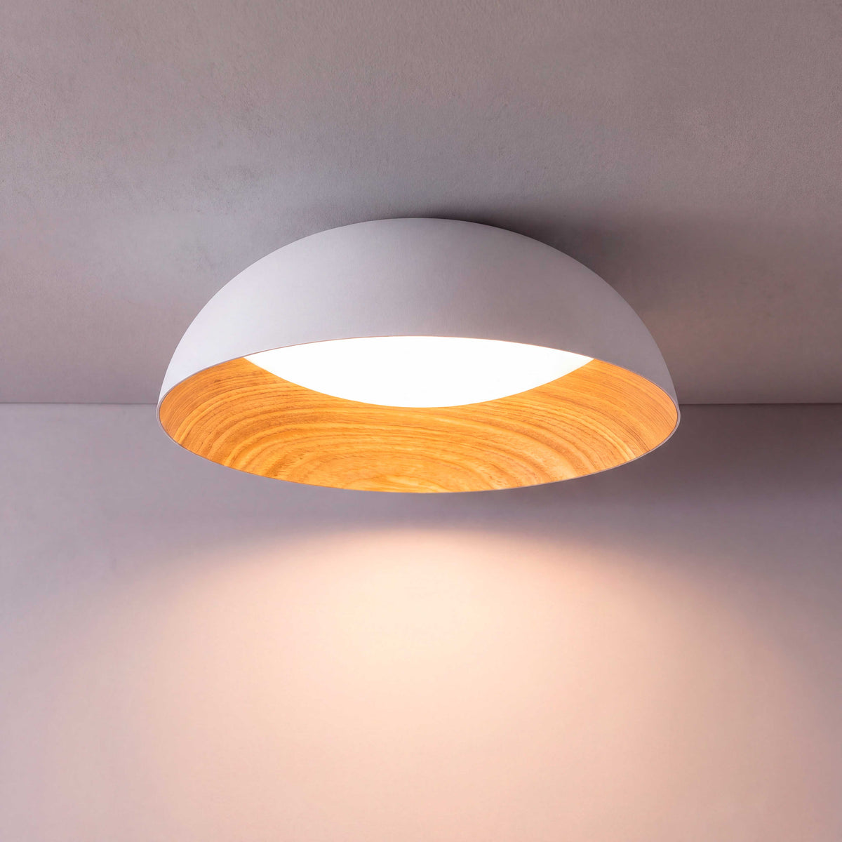 LÁMPARA DE TECHO LED TECA WHITE WOOD + CONTROL REMOTO