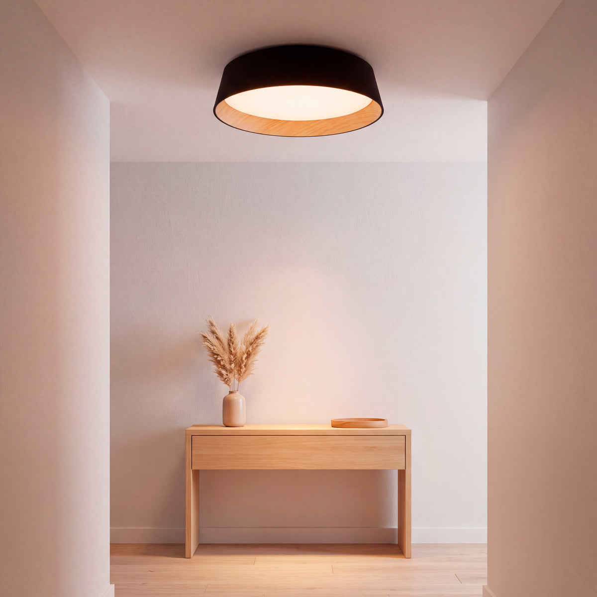 LÁMPARA DE TECHO LED NÓRDICA LINNEA BLACK WOOD + CONTROL REMOTO