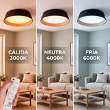 LÁMPARA DE TECHO LED NÓRDICA LINNEA BLACK WOOD + CONTROL REMOTO