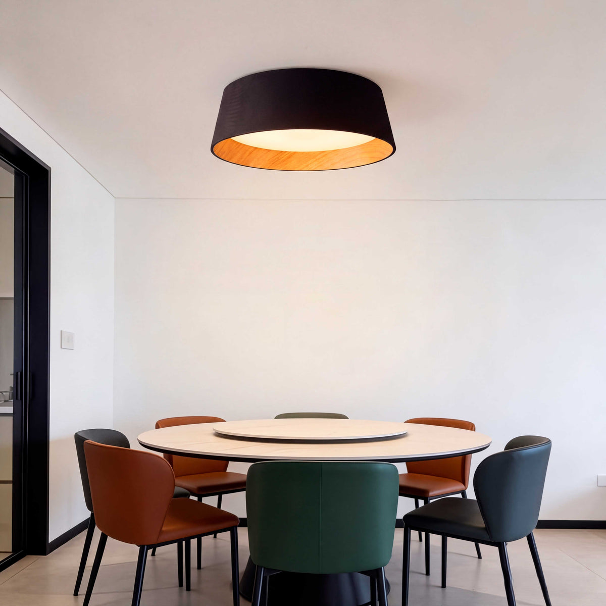 LÁMPARA DE TECHO LED NÓRDICA LINNEA BLACK WOOD + CONTROL REMOTO