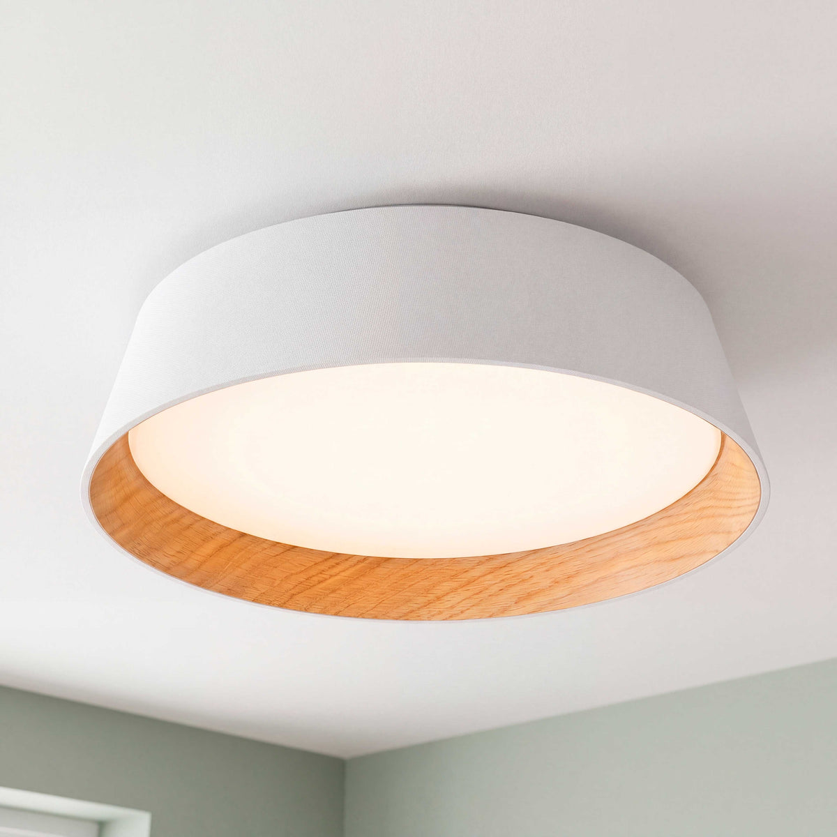 LÁMPARA DE TECHO LED NÓRDICA LINNEA WHITE WOOD + CONTROL REMOTO