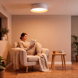 LÁMPARA DE TECHO LED NÓRDICA LINNEA WHITE WOOD + CONTROL REMOTO