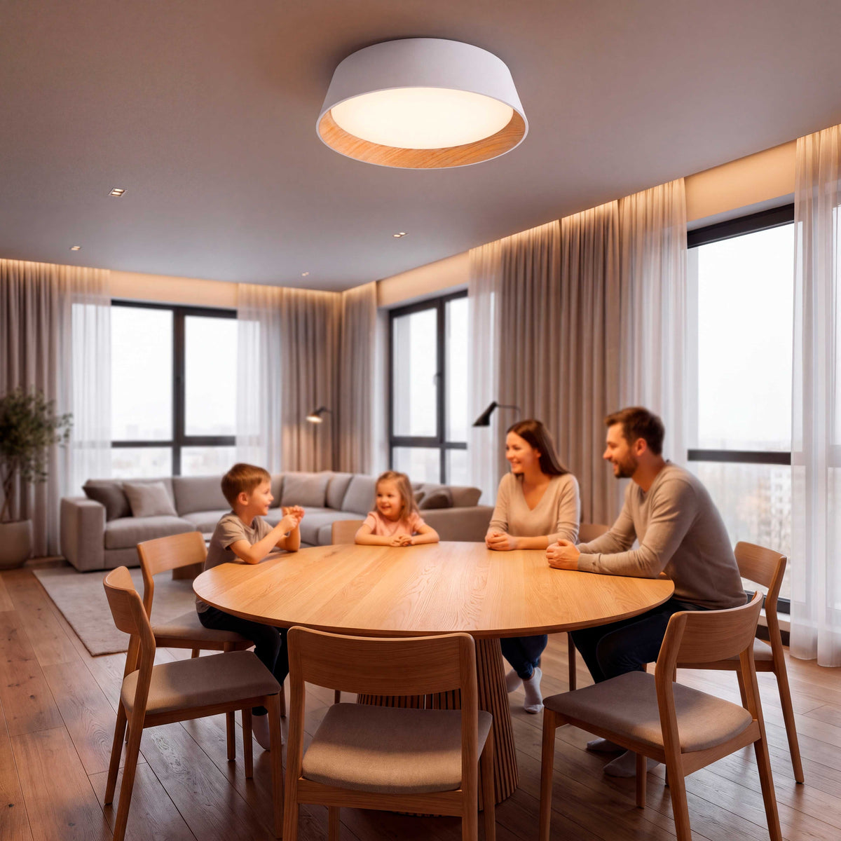 LÁMPARA DE TECHO LED NÓRDICA LINNEA WHITE WOOD + CONTROL REMOTO