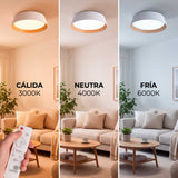 LÁMPARA DE TECHO LED NÓRDICA LINNEA WHITE WOOD + CONTROL REMOTO