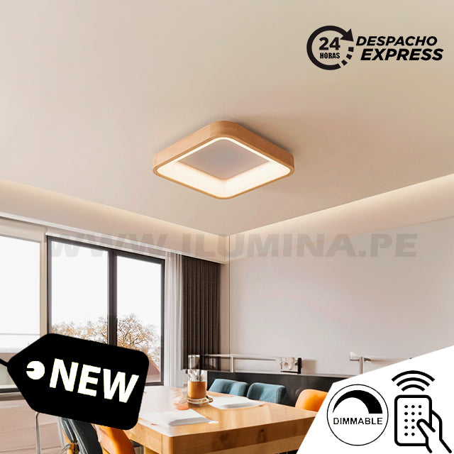 LÁMPARA DE TECHO PAOLA BOX WOOD LED 73W + CONTROL REMOTO