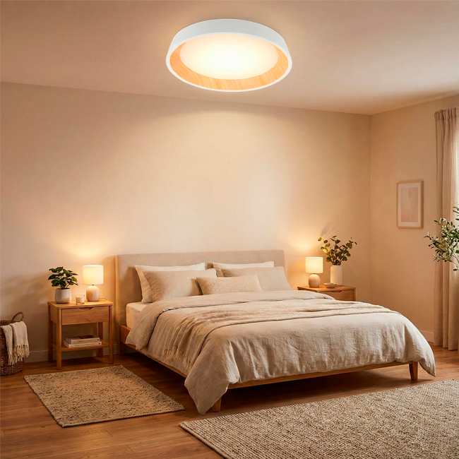 LÁMPARA DE TECHO ARTIKA WHITE LED WOOD 45W + CONTROL REMOTO