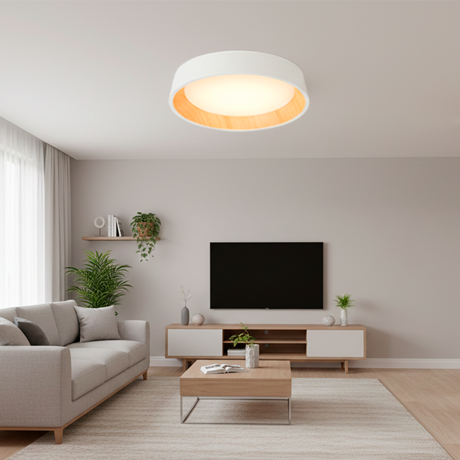 LÁMPARA DE TECHO ARTIKA WHITE LED WOOD 45W + CONTROL REMOTO