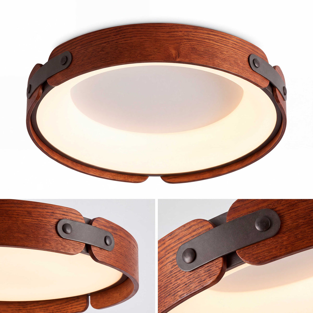 LÁMPARA DE TECHO LED FRIDA EFECTO NOGAL + CONTROL REMOTO