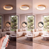 LÁMPARA DE TECHO LED FRIDA EFECTO MADERA + CONTROL REMOTO