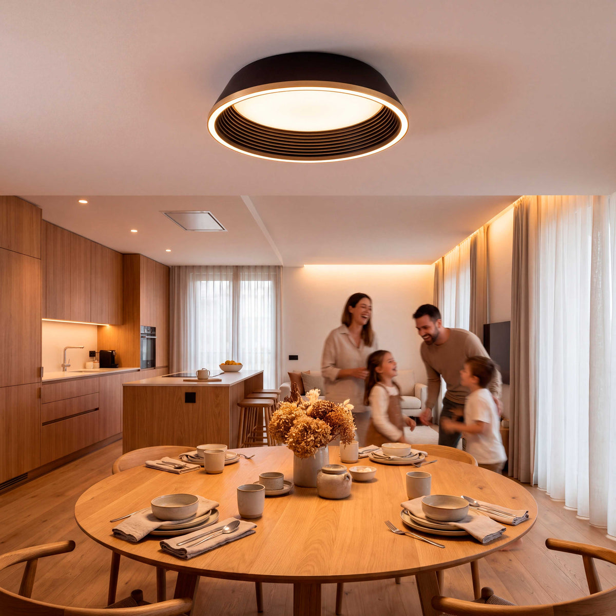 LÁMPARA DE TECHO LED SIENA BLACK GOLD + CONTROL REMOTO