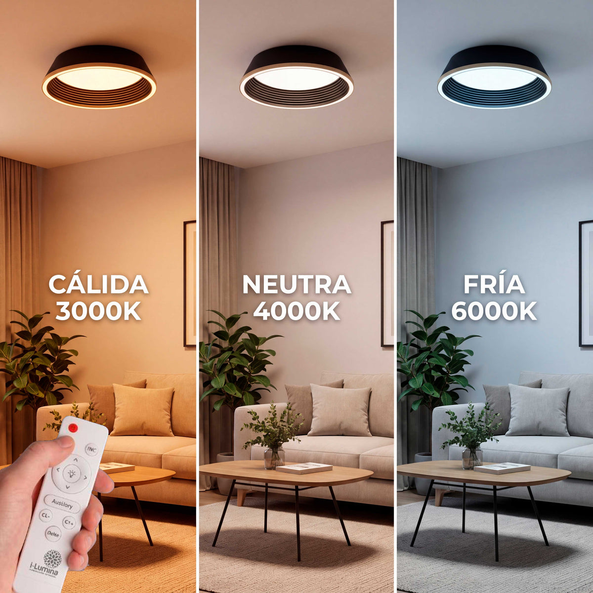 LÁMPARA DE TECHO LED SIENA BLACK GOLD + CONTROL REMOTO