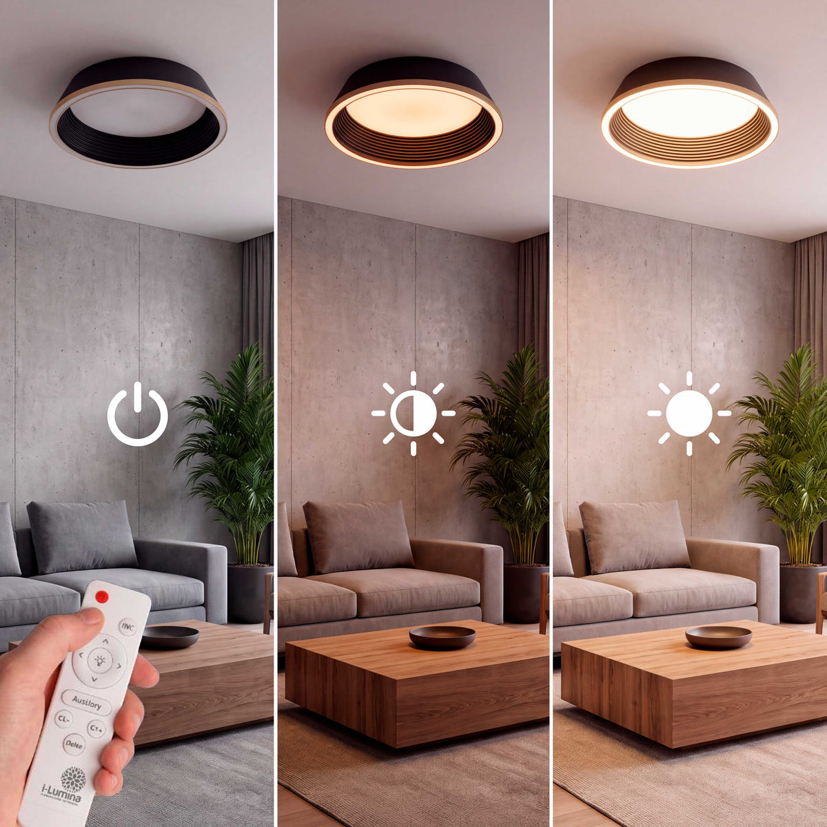 LÁMPARA DE TECHO LED SIENA BLACK GOLD + CONTROL REMOTO