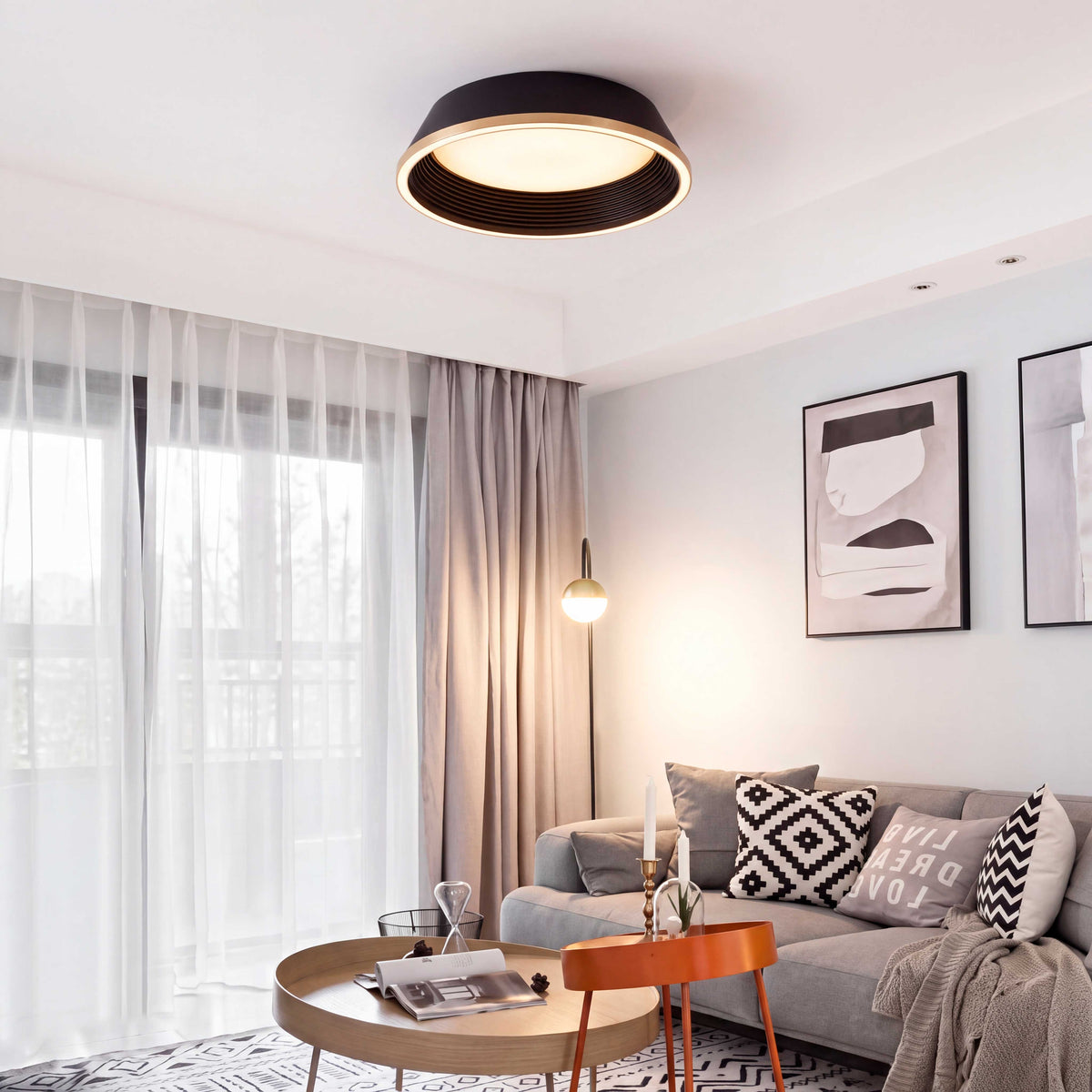 LÁMPARA DE TECHO LED SIENA BLACK GOLD + CONTROL REMOTO