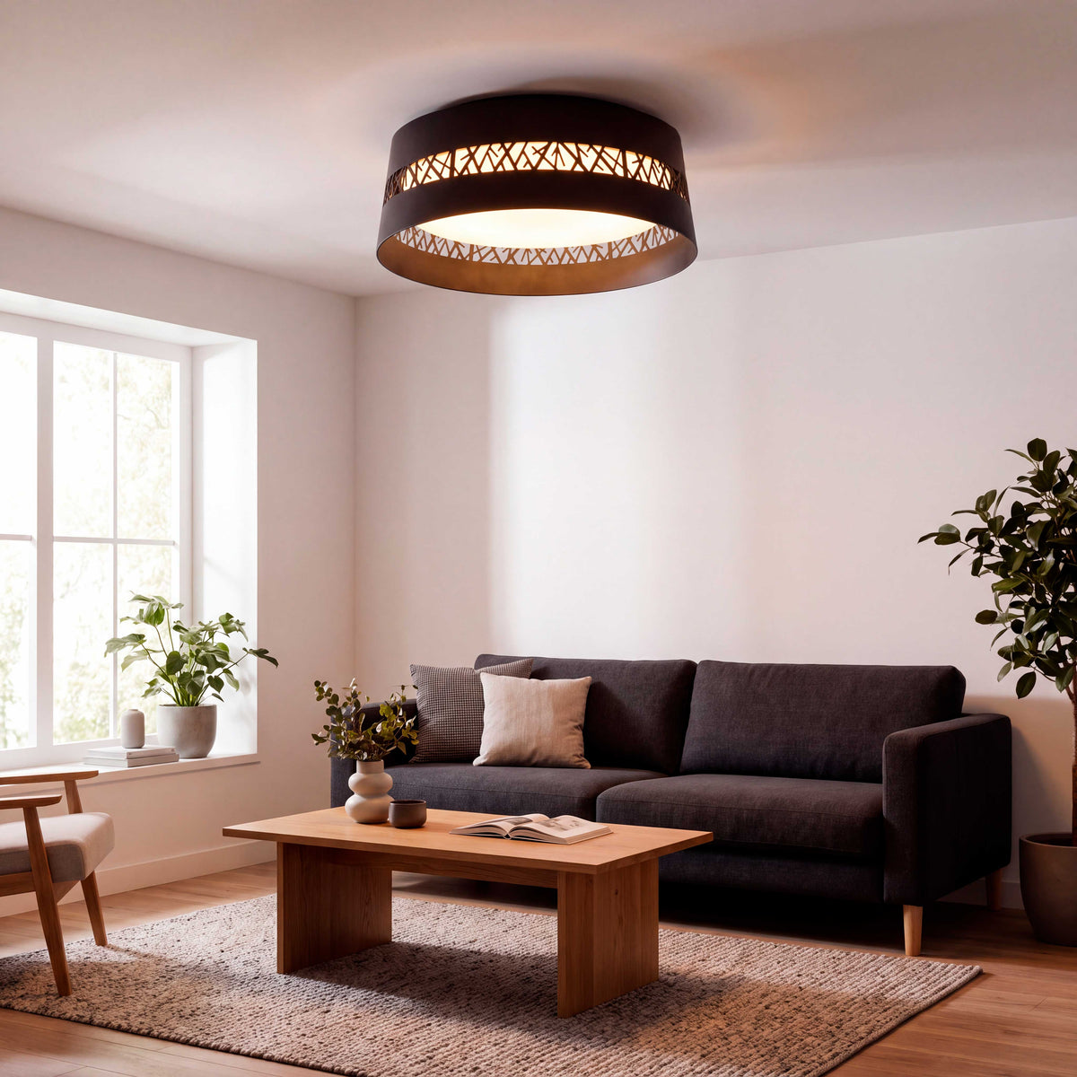 LÁMPARA DE TECHO LED SILVA BLACK + CONTROL REMOTO