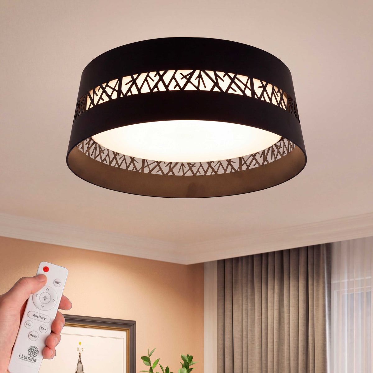 LÁMPARA DE TECHO LED SILVA BLACK + CONTROL REMOTO