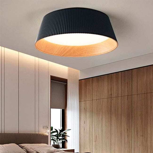 LÁMPARA DE TECHO DEVORA LED BLACK AND WOOD 36W + CONTROL REMOTO