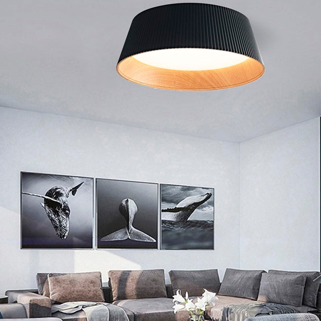 LÁMPARA DE TECHO DEVORA LED BLACK AND WOOD 36W + CONTROL REMOTO