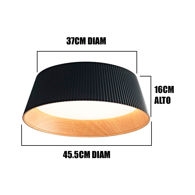 LÁMPARA DE TECHO DEVORA LED BLACK AND WOOD 36W + CONTROL REMOTO