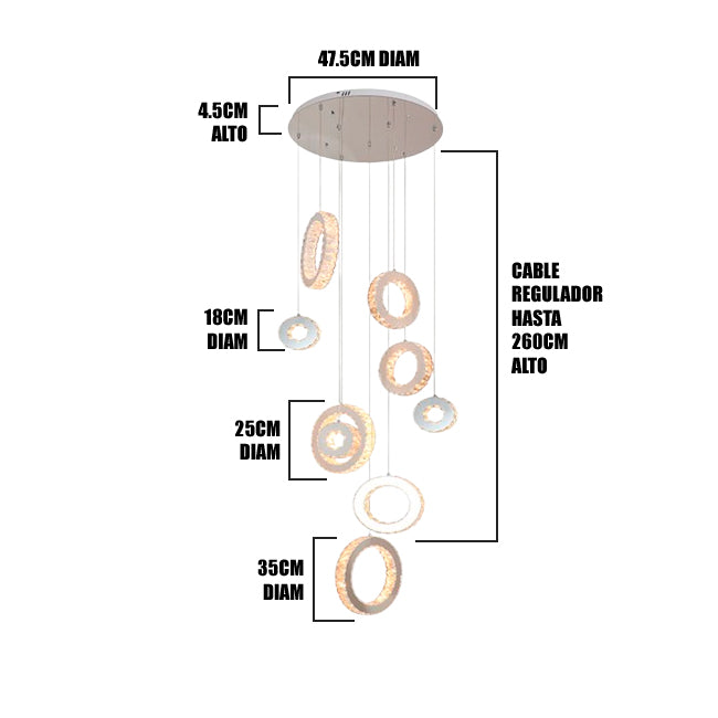 LÁMPARA COLGANTE PREMIUM MARIA CRISTINA LED + CONTROL REMOTO