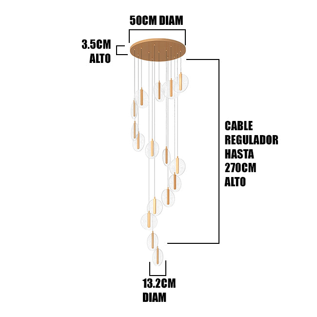 LÁMPARA COLGANTE CASCADA SOLARIS GOLD LED