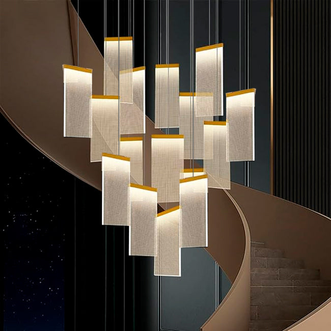 LÁMPARA COLGANTE RAINFALL BLOCKS LUX GOLD LED