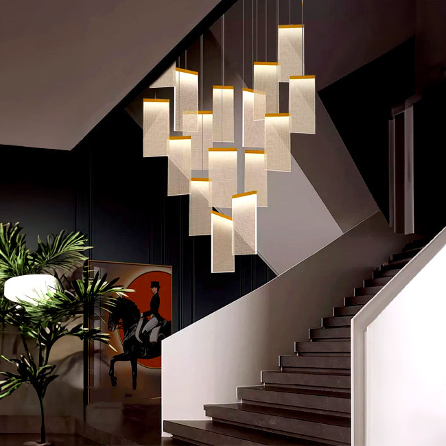 LÁMPARA COLGANTE RAINFALL BLOCKS LUX GOLD LED