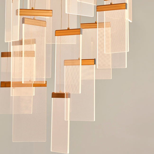 LÁMPARA COLGANTE RAINFALL BLOCKS LUX GOLD LED