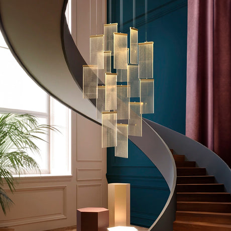 LÁMPARA COLGANTE RAINFALL BLOCKS LUX GOLD LED