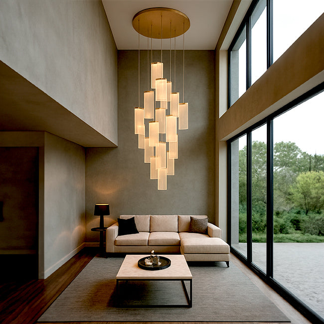 LÁMPARA COLGANTE RAINFALL BLOCKS LUX GOLD LED