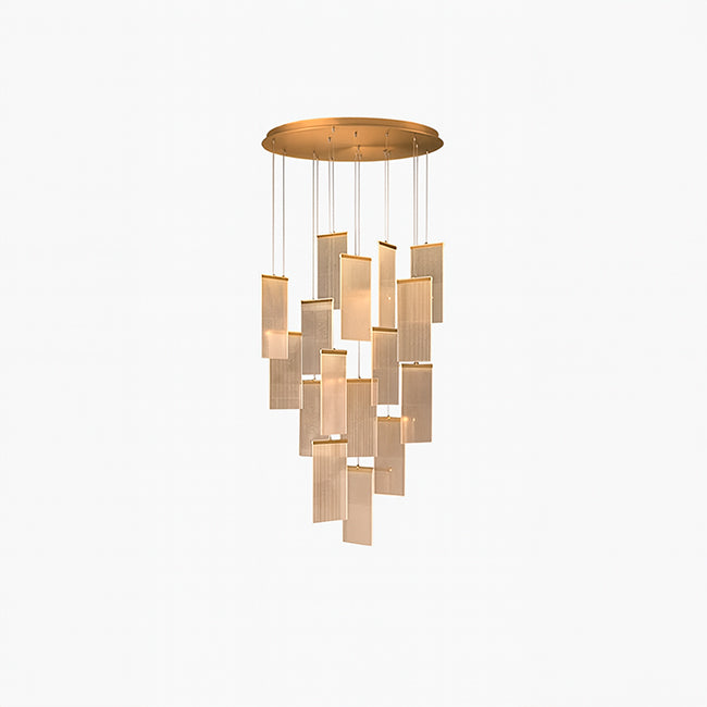 LÁMPARA COLGANTE RAINFALL BLOCKS LUX GOLD LED
