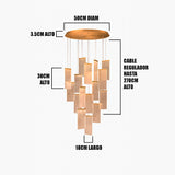 LÁMPARA COLGANTE RAINFALL BLOCKS LUX GOLD LED