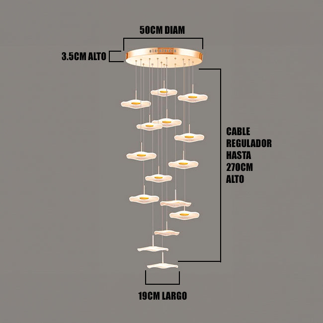 LÁMPARA COLGANTE DESTELLO FLORAL GOLD LED