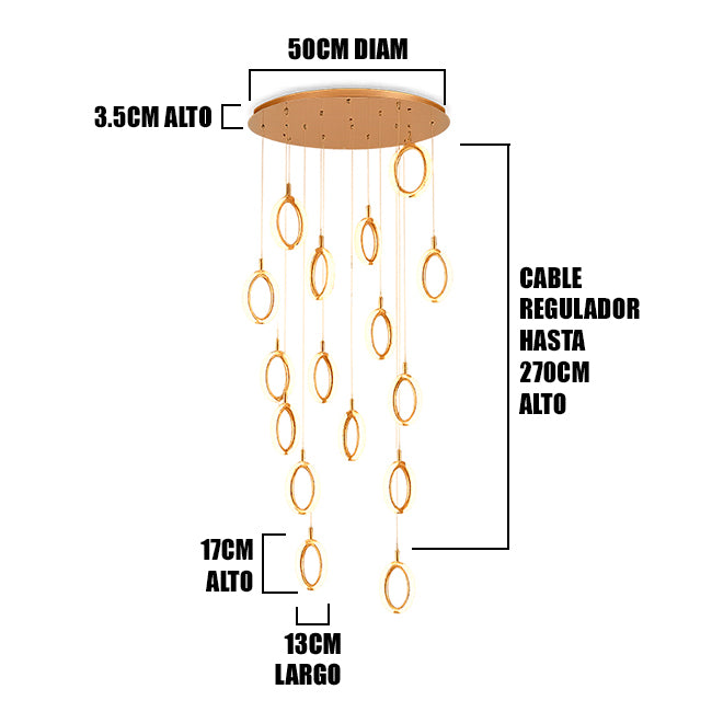 LÁMPARA COLGANTE RAINFALL ODALIS GOLD LED