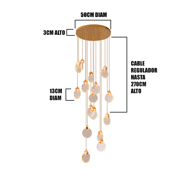 LÁMPARA COLGANTE RAINFALL ZARIEL GOLD LED