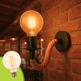 LÁMPARA DE PARED INTERIOR ISABELLA BLACK NATURE + FOCO LED G95 FILAMENTO ÁMBAR 4W 2700K LUZ CÁLIDA