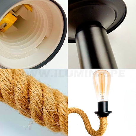 LÁMPARA DE PARED INTERIOR ISABELLA BLACK NATURE - SIN FOCO